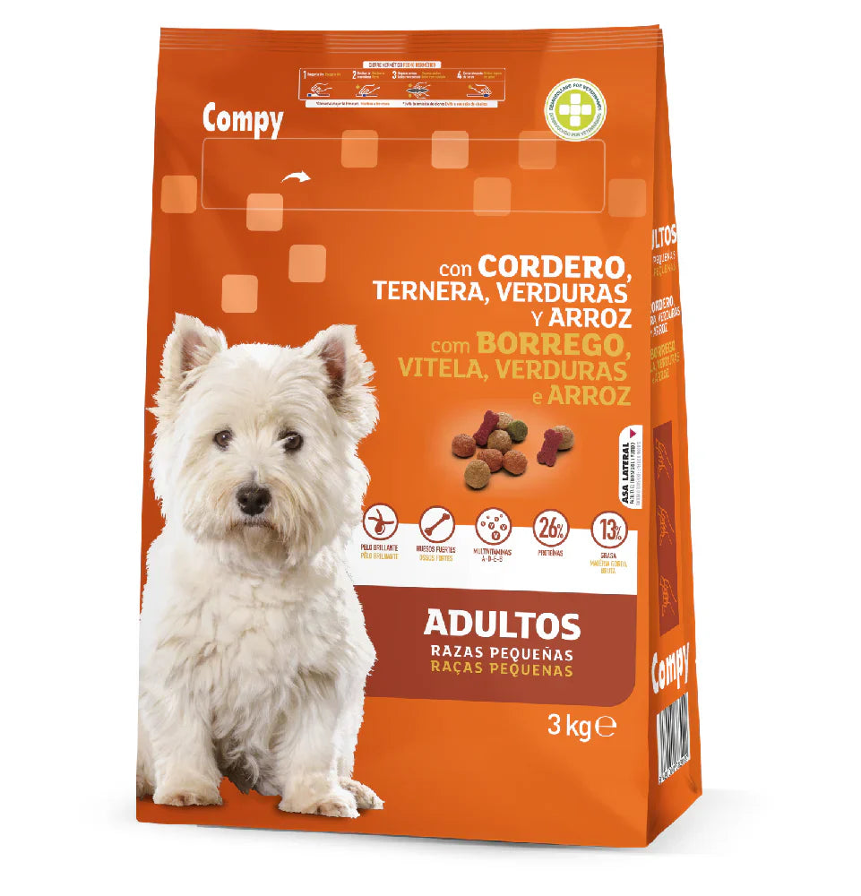 Compy Dry Food with meet and Vegetables for Small Breed Adult Dogs 3 kg - Mickey's Pets Store