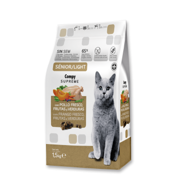 Compy Supreme Senior/Light with fresh chicken, fruit and vegetables. GRAIN FREE. for overweight adult cats and cats aged 7 years and older. - Mickey's Pets Store