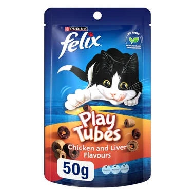 FELIX Play Tubes Chicken & Liver Flavours Dry Cat Treats 50g - Mickey's Pets Store