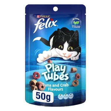 FELIX Play Tubes Tuna & Crab Flavours Dry Cat Treats 50g - Mickey's Pets Store