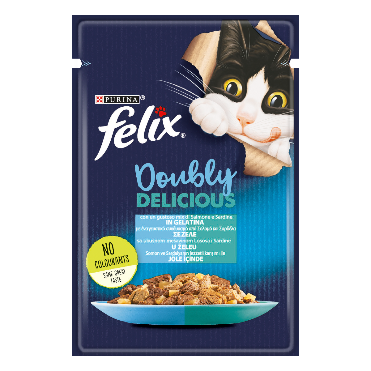 FELIX Pouch Double Flavor Adult Cat Can with Salmon and Sardines 85 gr - Mickey's Pets Store