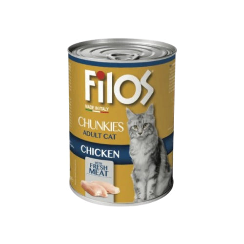 Filos Chunks with Chicken Wet Cat Food Can 405g - Mickey's Pets Store