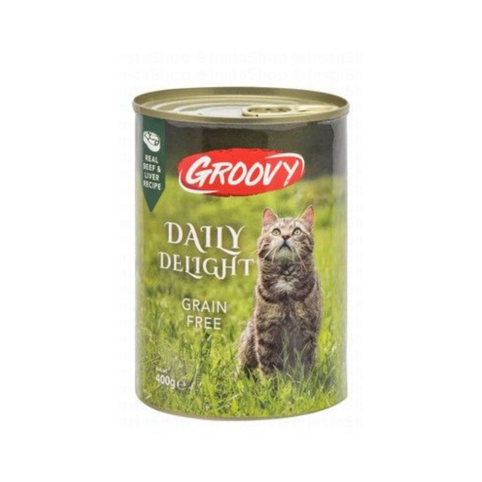 Groovy Daily Delight wet cat food with Beef and liver 400g - Mickey's Pets Store