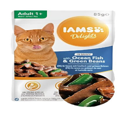 IAMS Delights Adult Ocean fish & Green Beans in Gravy 85G - Mickey's Pets Store