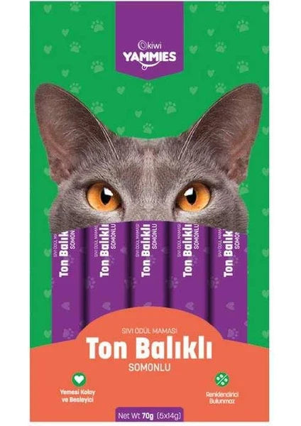 Kiwi Yammies Salmon and Tuna Liquid Cat Food 5-Piece - Mickey's Pets Store