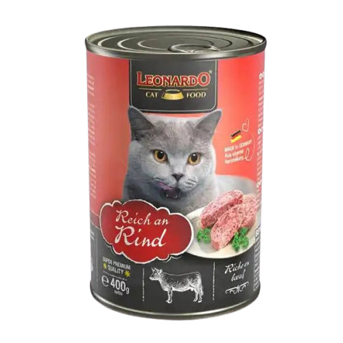 Leonardo Cat with Beef Wet Cat Food Can 400g - Mickey's Pets Store