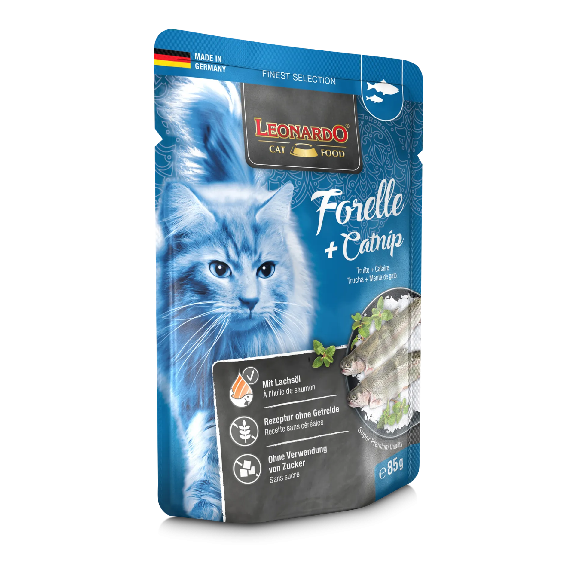 Leonardo Finest Selection Trout + Catnip (85g) - Mickey's Pets Store