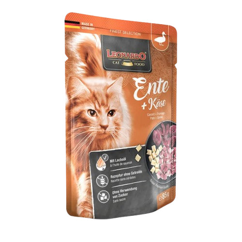 Leonardo Finest Selection with Duck and Cheese Wet Cat Food Pouch 85g - Mickey's Pets Store