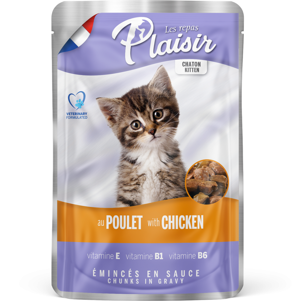 Les Repas Plaisir Wet Kitten Food Chunks with CHICKEN in gravy Pouch 100g - Mickey's Pets Store