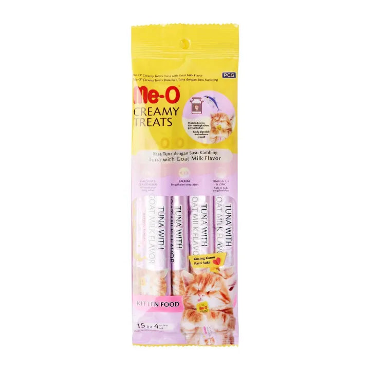 Me-O Kitten Creamy Treats Tuna with Goat milk Flavor (15Gx4) - Mickey's Pets Store