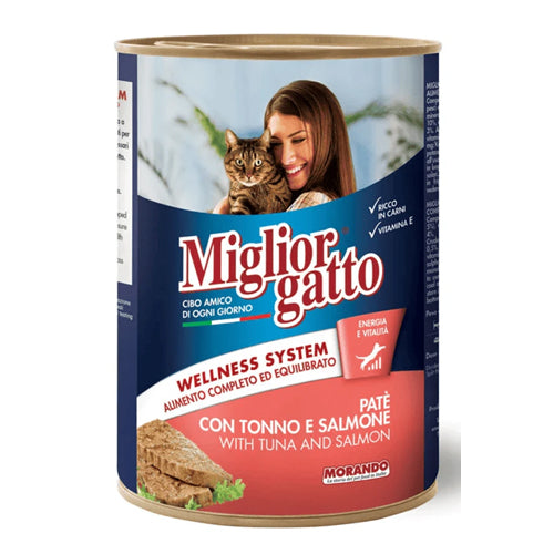 Miglior Gatto Pate with Tuna and Salmon Wet Cat Food Can 400g - Mickey's Pets Store