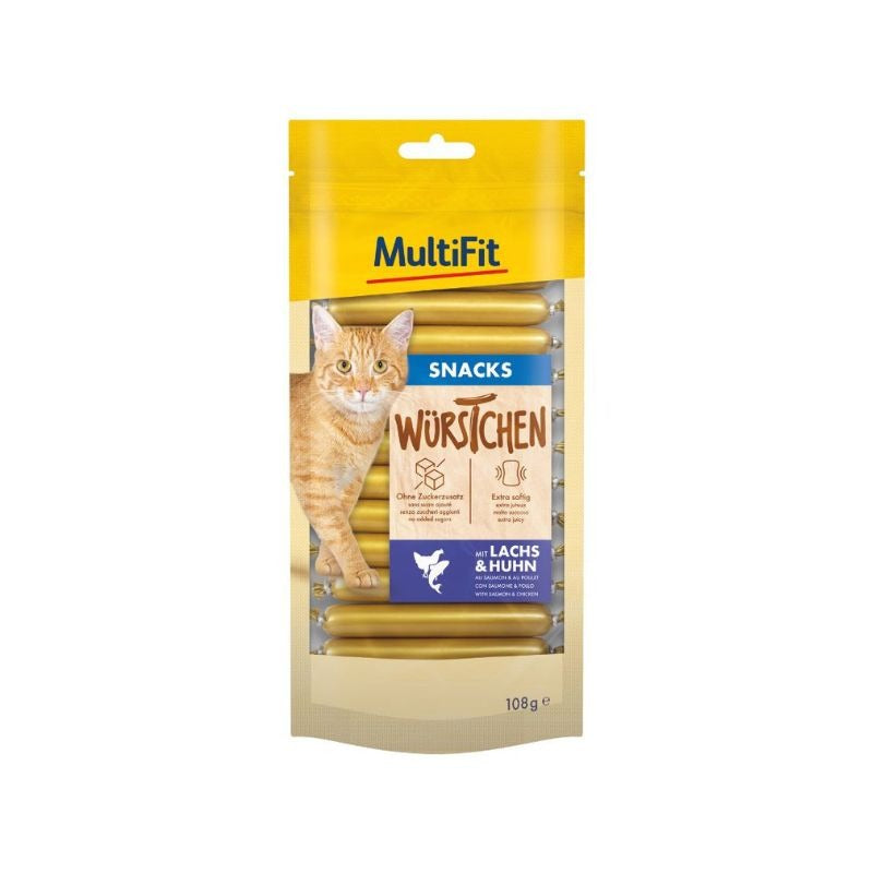 MultiFit Cat Snack Sausages Salmon & Chicken 108 g - Mickey's Pets Store