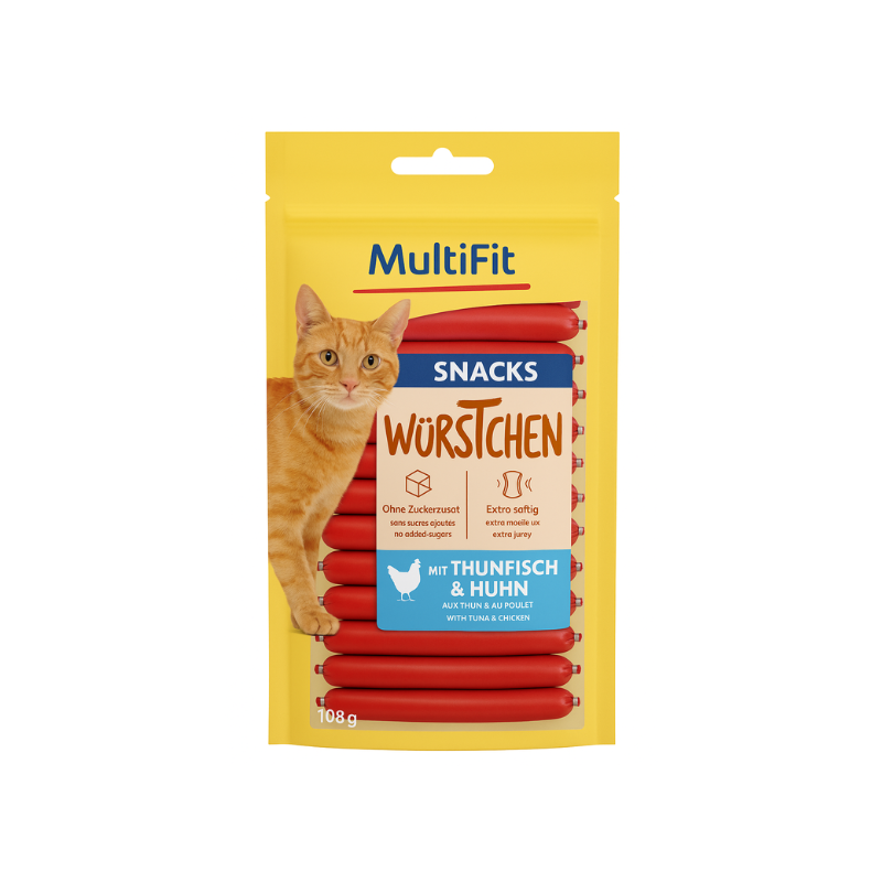 MultiFit Cat Snack Sausages Tuna & Chicken 108 g - Mickey's Pets Store
