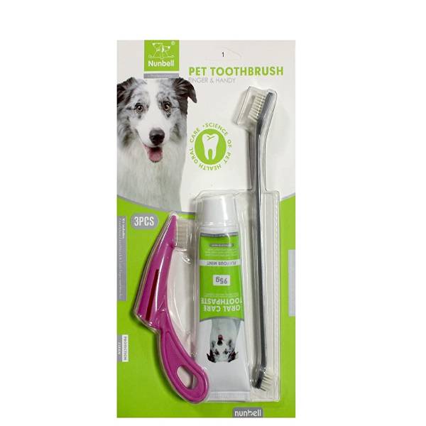 Nunbell 3 Piece Dental Kit For Dogs - Mickey's Pets Store