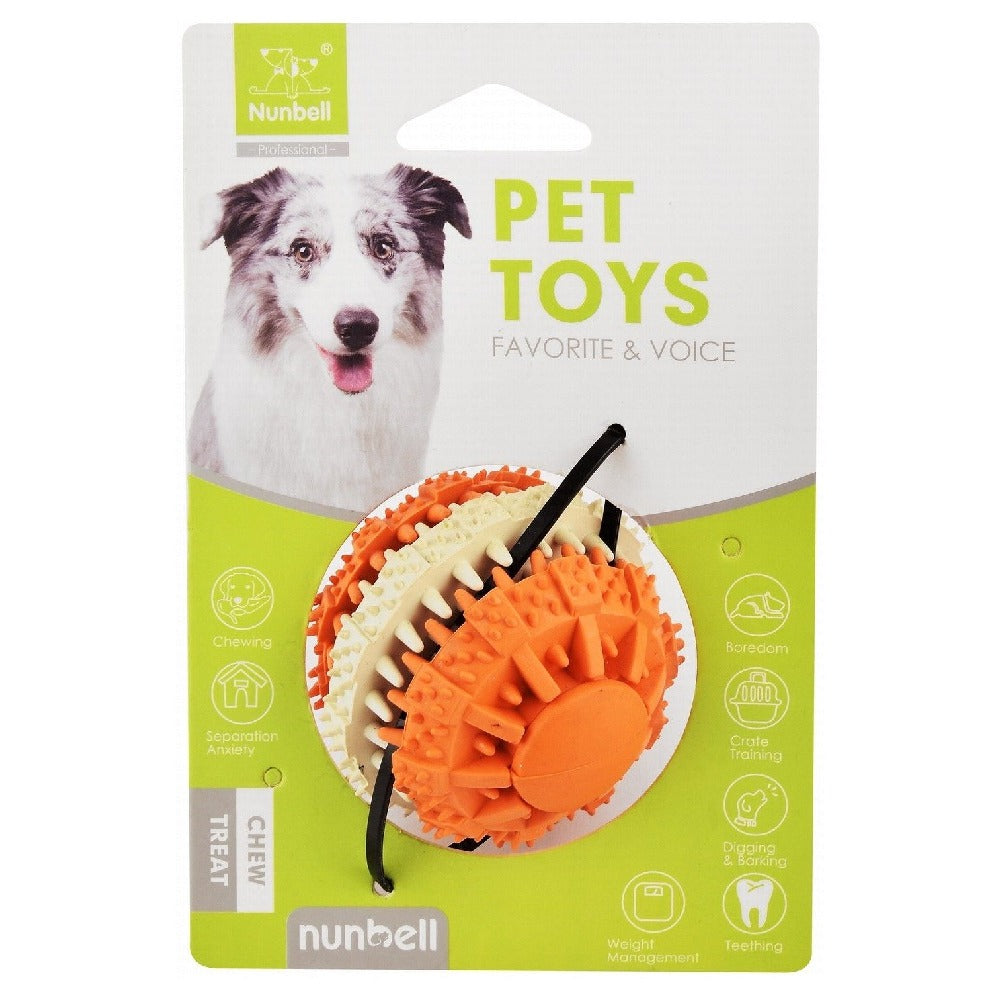 Nunbell Small 6cm Orange and Beige Rubber Ball Dog Toy - Mickey's Pets Store