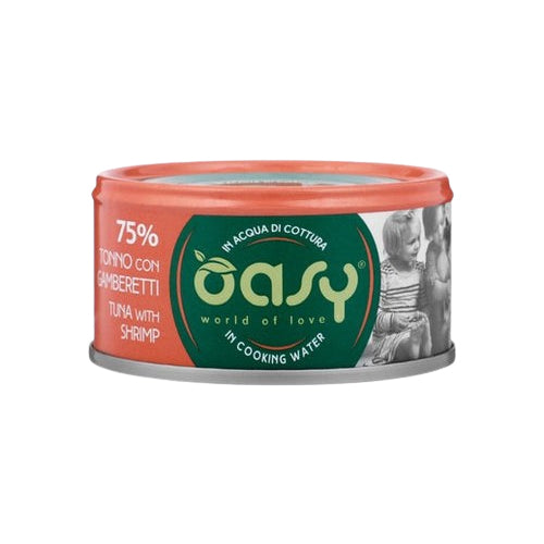 Oasy Wet Food for Adult Cats Tuna with Shrimp in Cooking Water 70g - Mickey's Pets Store