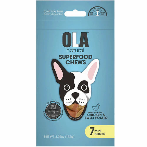 Ola Natural Chicken & Sweet Potato 7 Mini Bones Dog Treats 112g - Mickey's Pets Store