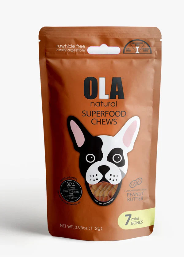Ola Natural Peanut Butter 7 Mini Bones Dog Treats - Mickey's Pets Store