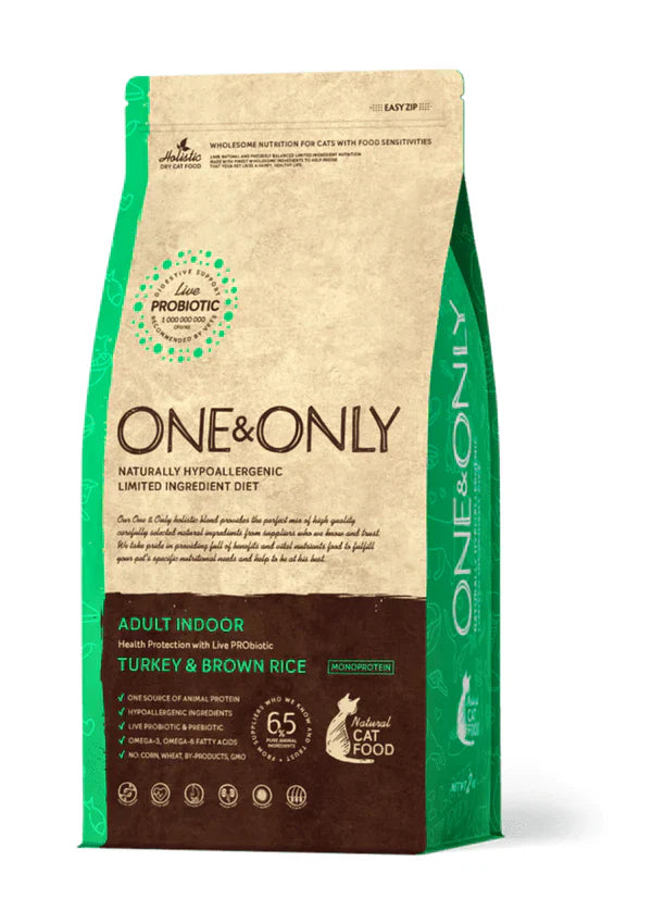 One And Only dry food for Adult cat Indoor with Turkey and rice (400G/2KG) - Mickey's Pets Store