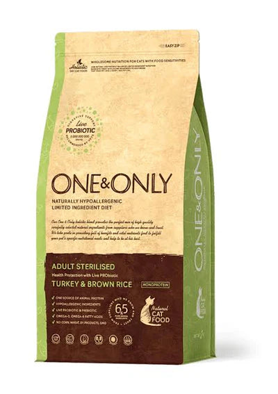 One And Only dry food for Adult cat Sterilised with Turkey and rice 400G - Mickey's Pets Store