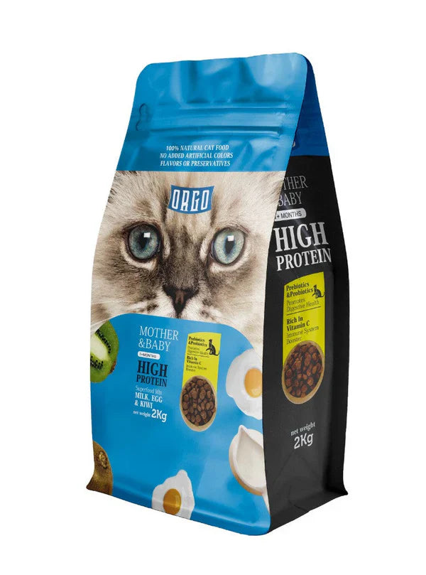 Orgo Mother & Baby Cat Dryfood with Milk, Egg & Kiwi 500g/2kg - Mickey's Pets Store