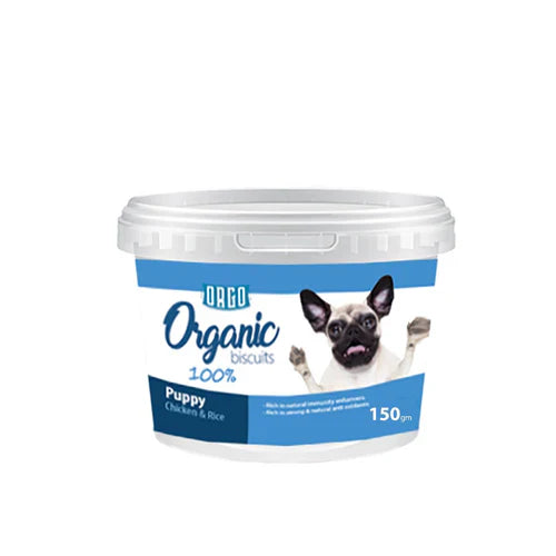 Orgo Puppy Biscuits Chicken & Rice 150 gm - Mickey's Pets Store