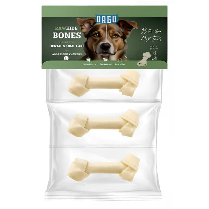 Orgo Rawhide Bones For Dog Dental Oral Care 3 PC M - Mickey's Pets Store