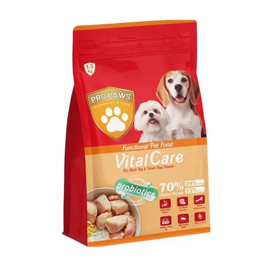 PROPAWS Vital Care Dry Food For Adult Toy and Small Dogs Breeds 1.5 Kilogram - Mickey's Pets Store