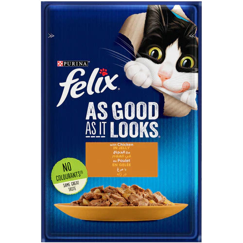 PURINA FELIX As Good as it Looks with Chicken in Jelly Wet Cat Food Pouch 85g - Mickey's Pets Store