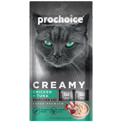 Prochoice Creamy Chicken and Tuna Cream Liquid Cat Treat 4 x 15 Gr - Mickey's Pets Store