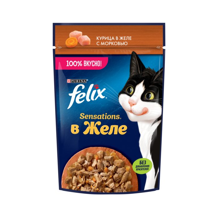 Purina FELIX Sensations Wet Food for Cats with Chicken in Jelly with Carrots 75 g - Mickey's Pets Store
