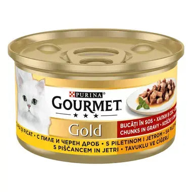Purina Gourmet Gold Chicken and liver fillets for cats 85g - Mickey's Pets Store