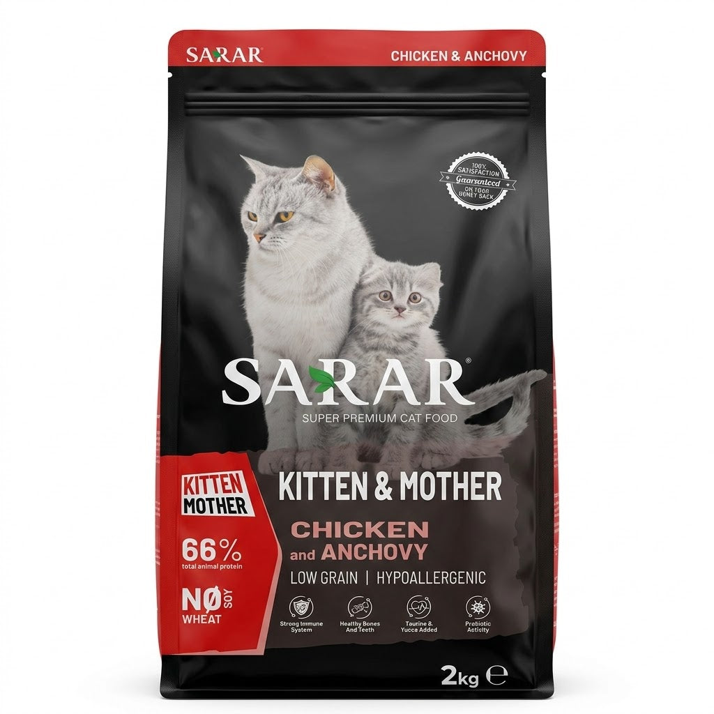 SARAR Super Premium Kitten & Mother Cat Food - Chicken & Anchovy (2kg) - Mickey's Pets Store
