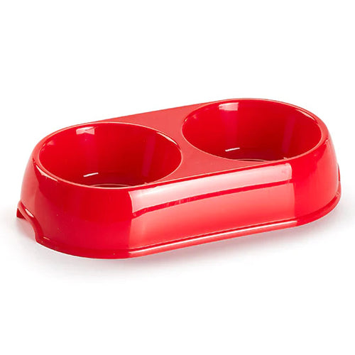 Plastic Feeding Double Bowl 2 in 1 Puppy Cat Food Water Container - Mickey's Pets Store