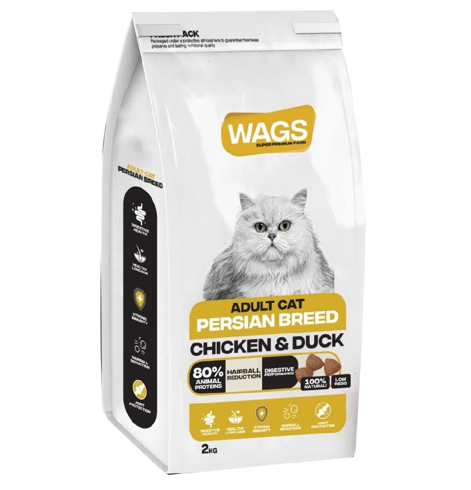 WAGS Dry food For Persian adult Cat with chicken and duck 400g/2kg - Mickey's Pets Store