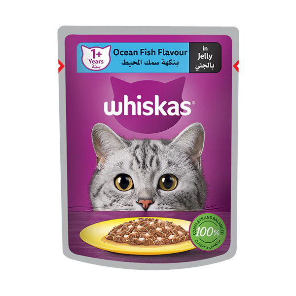 WHISKAS 1+ Years Ocean Fish Flavour in Jelly 80g - Mickey's Pets Store