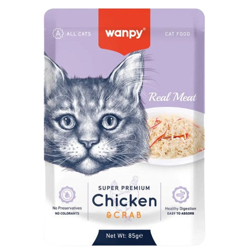 Wanpy Adult Cat Real Meat Chicken and Crab 85g - Mickey's Pets Store
