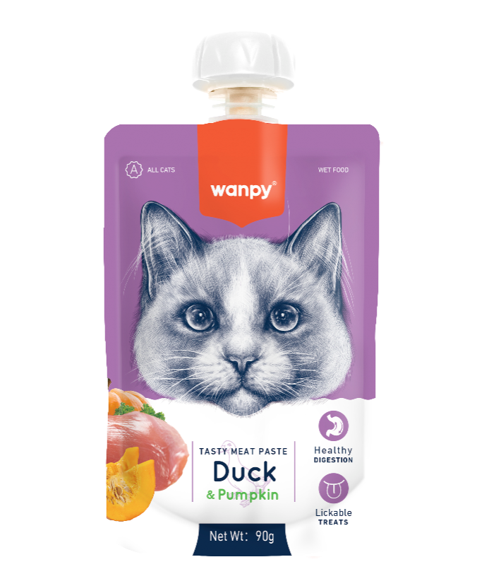 Wanpy Cat Treats Tasty Meat Paste - Duck & Pumpkin 90g - Mickey's Pets Store