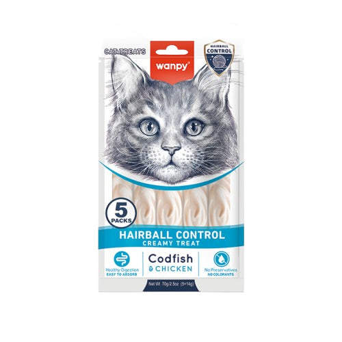 Wanpy Creamy Health Treats HairBall Control 14g - 1 Stick - Mickey's Pets Store
