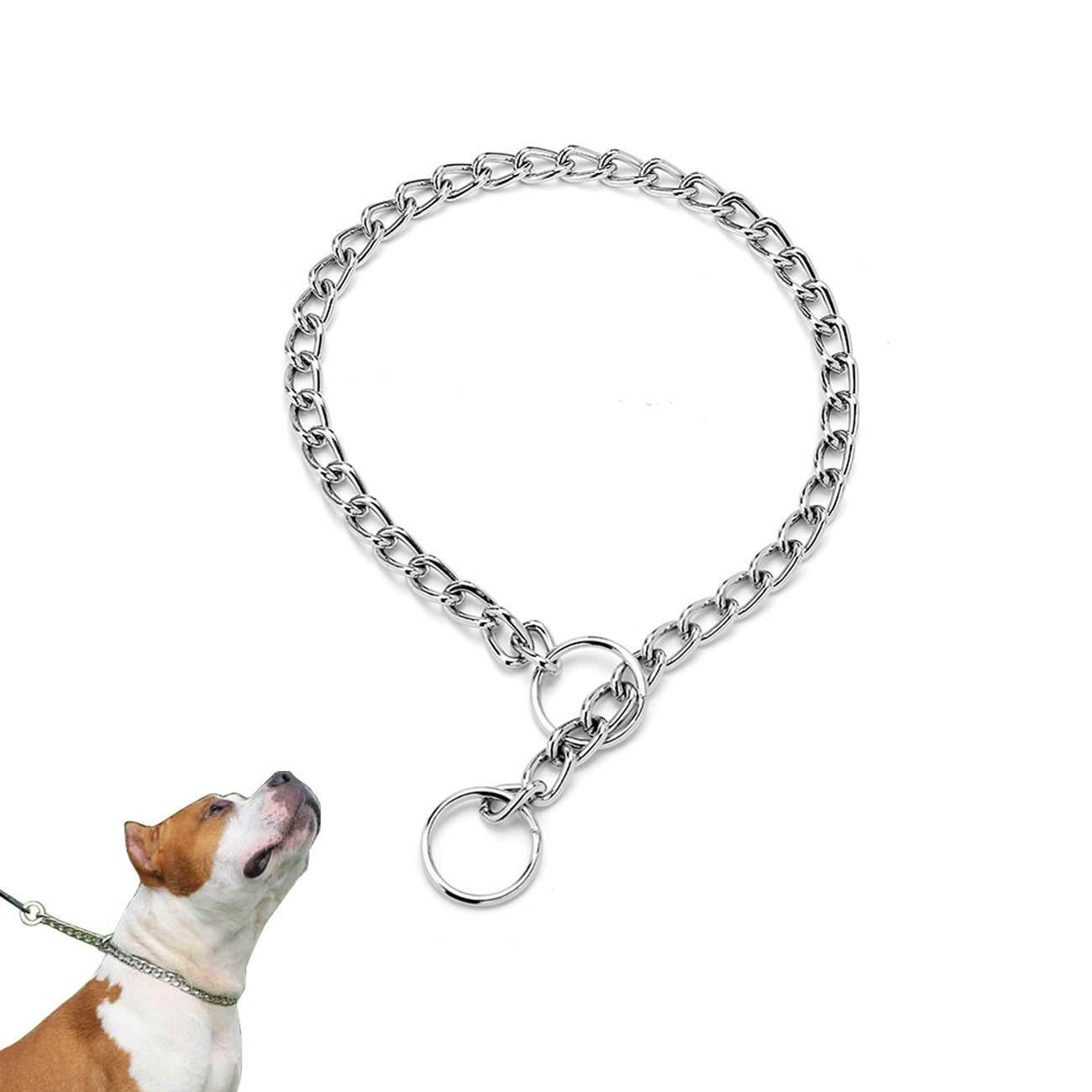 Wontee Dog Choke Collar Stainless Steel P Chain Slip Collar for Dog Training Walking - Mickey's Pets Store