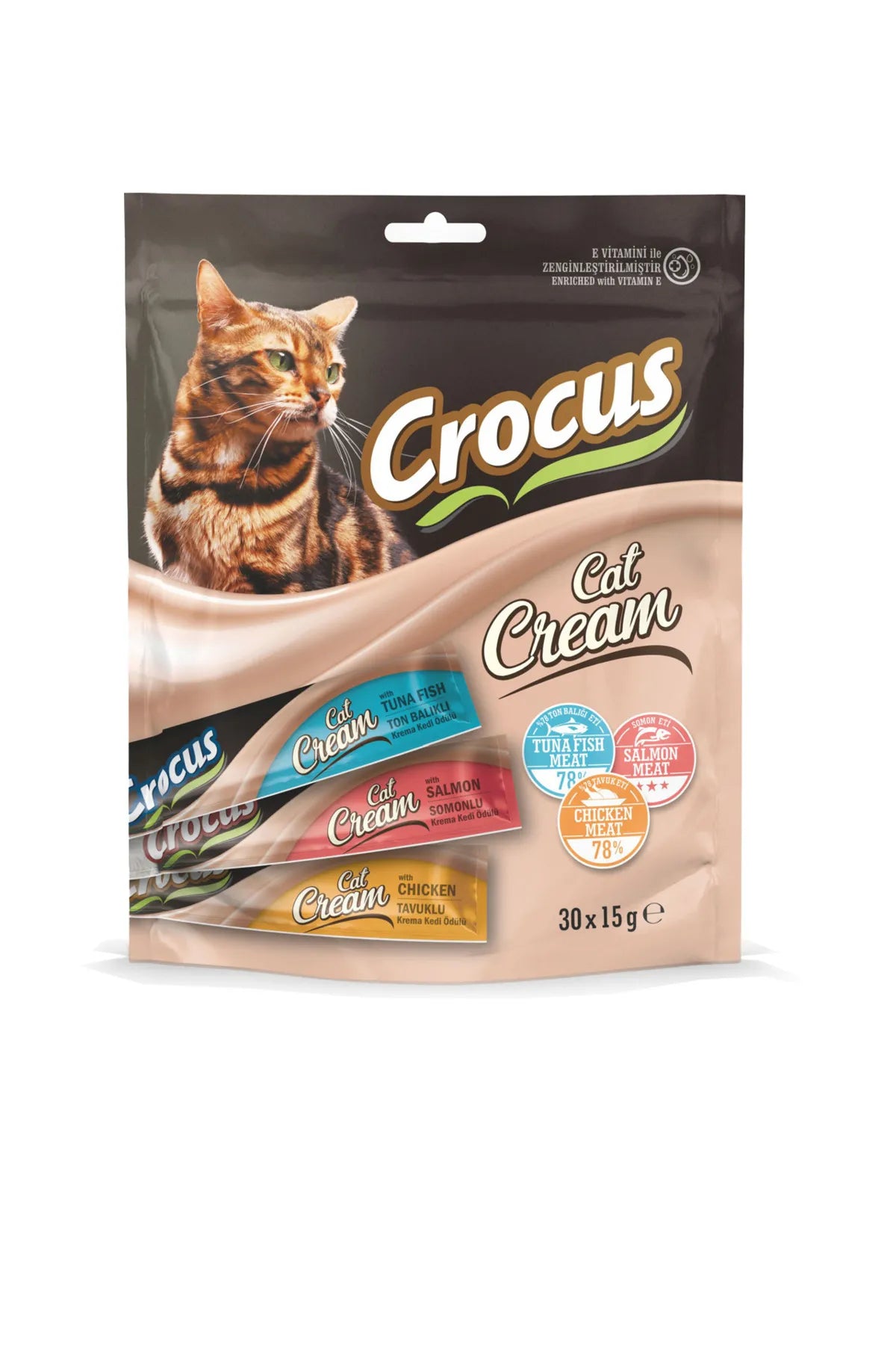 crocus Multi Chicken & Tuna & Salmon Cream Cat Treat 30x15g - Mickey's Pets Store