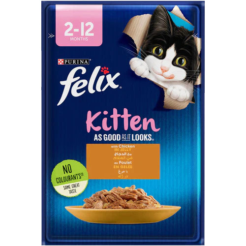 PURINA FELIX As Good as it Looks with Chicken in Jelly Wet Junior Cat Food 85g - Mickey's Pets Store