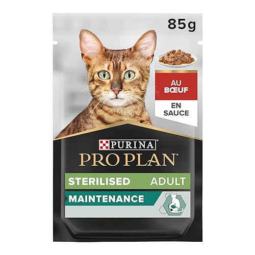 PURINA PRO PLAN Sterilised Nutrisavour Soft Chunks in Beef Sauce Wet Cat Food 85g - Mickey's Pets Store