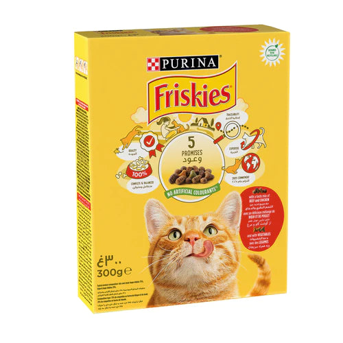 PURINA Friskies with Beef and Vegetables Dry Cat Food 300g - Mickey's Pets Store