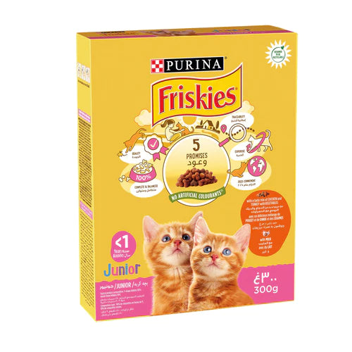 PURINA Friskies Junior with Chicken Milk and Vegetables Dry Cat Food 300g - Mickey's Pets Store