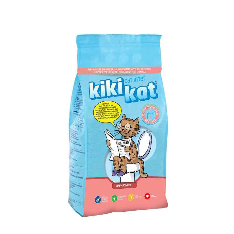 Kiki Kat Bentonite Clumping Cat Litter Baby Powder 5L - Mickey's Pets Store