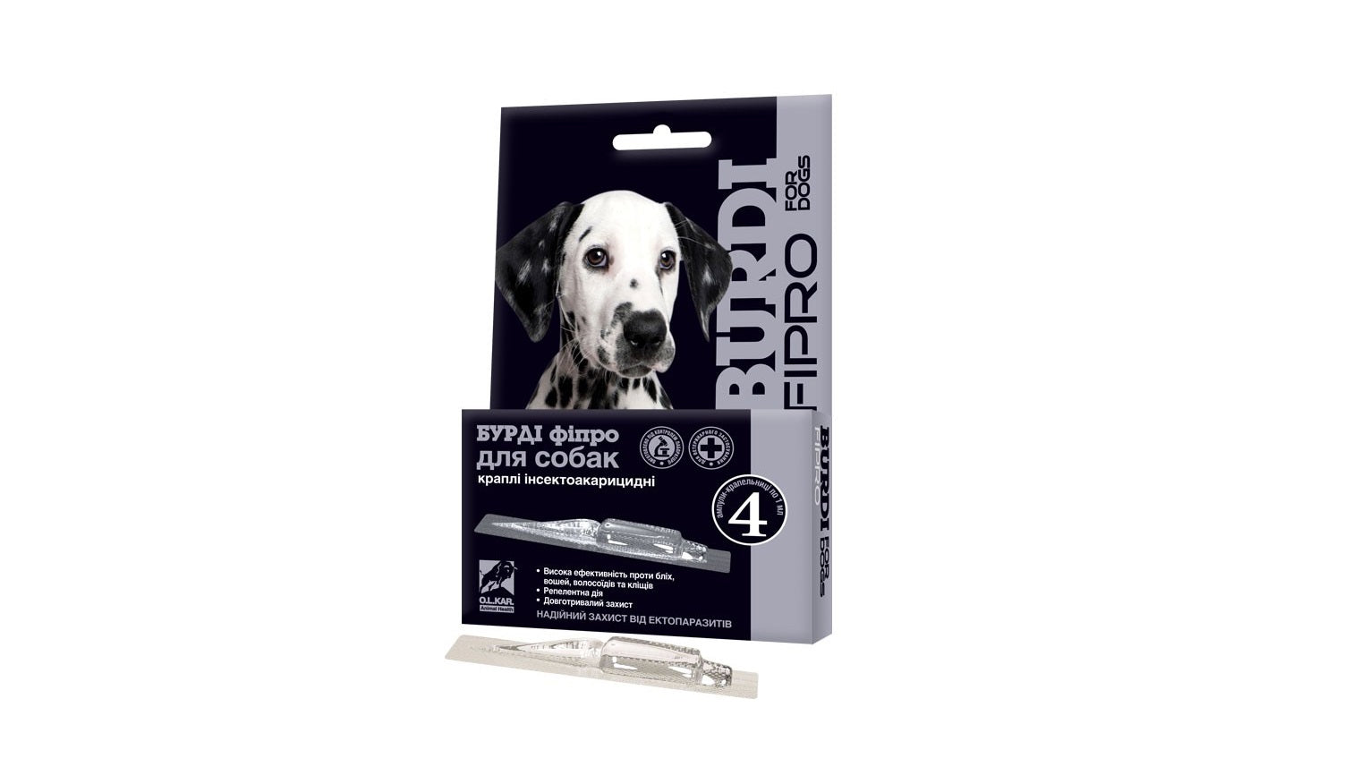 BURDI FIPRO Spot on for Dogs Tick and Flea Killing Dog (1 ampoule) Ukrainian Made - Mickey's Pets Store