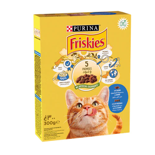 PURINA Friskies with Salmon and Vegetables Dry Cat Food 300g - Mickey's Pets Store