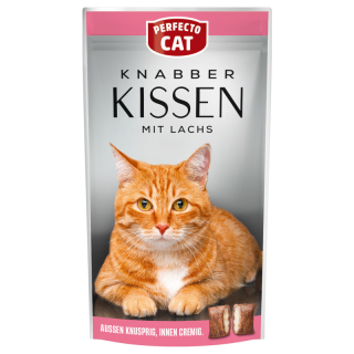Perfecto Cat Knabber Kissen with salmon 50g - Mickey's Pets Store