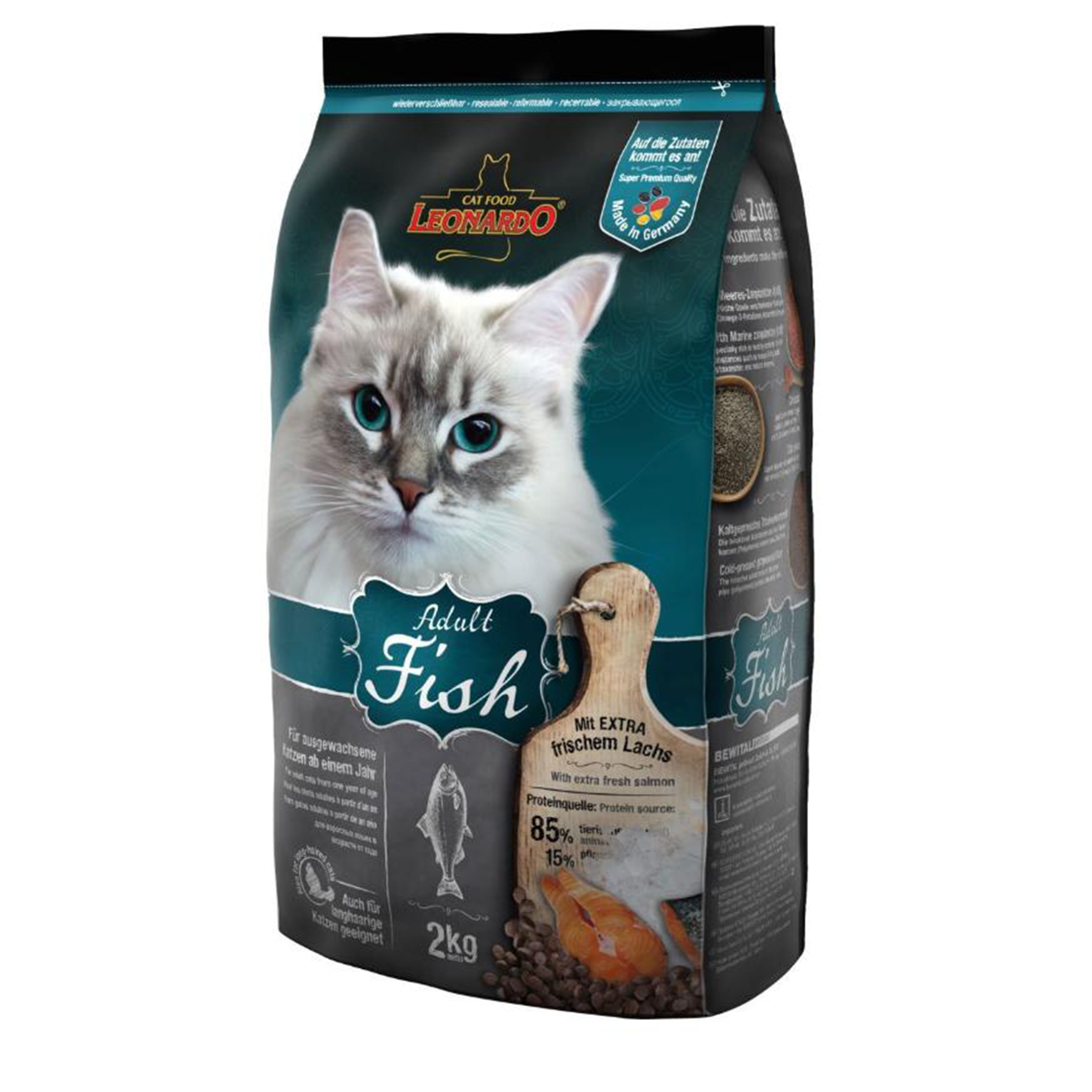 LEONARDO Adult Cat Dry Food with Fish 2kg - Mickey's Pets Store